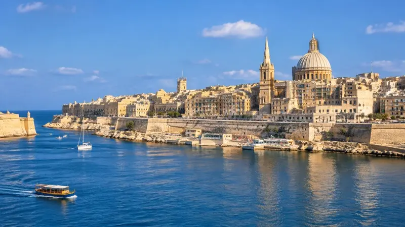 Skyline von Valletta am Hafen, Malta